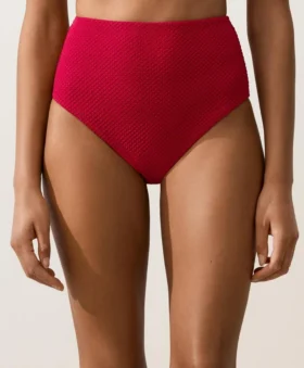 Waffle Textured High-Waisted Bikini Briefs