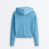Washed Cable Knit Hooded Jacket Washed Cable Knit Hooded Jacket