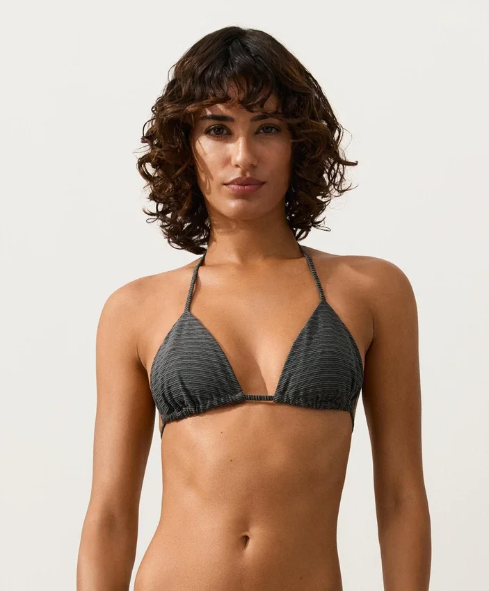 Washed Effect Jacquard Triangle Bikini Washed Effect Jacquard Triangle Bikini