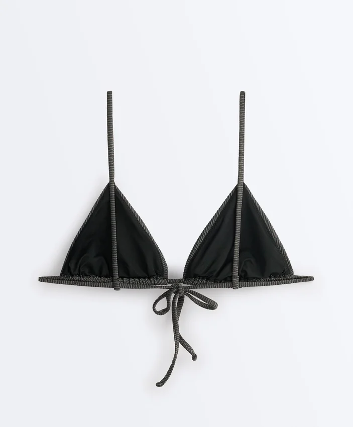 Washed Effect Jacquard Triangle Bikini Washed Effect Jacquard Triangle Bikini