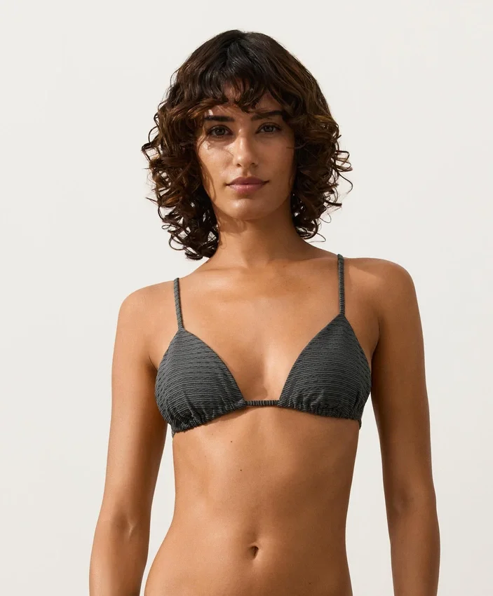 Washed Effect Jacquard Triangle Bikini Washed Effect Jacquard Triangle Bikini