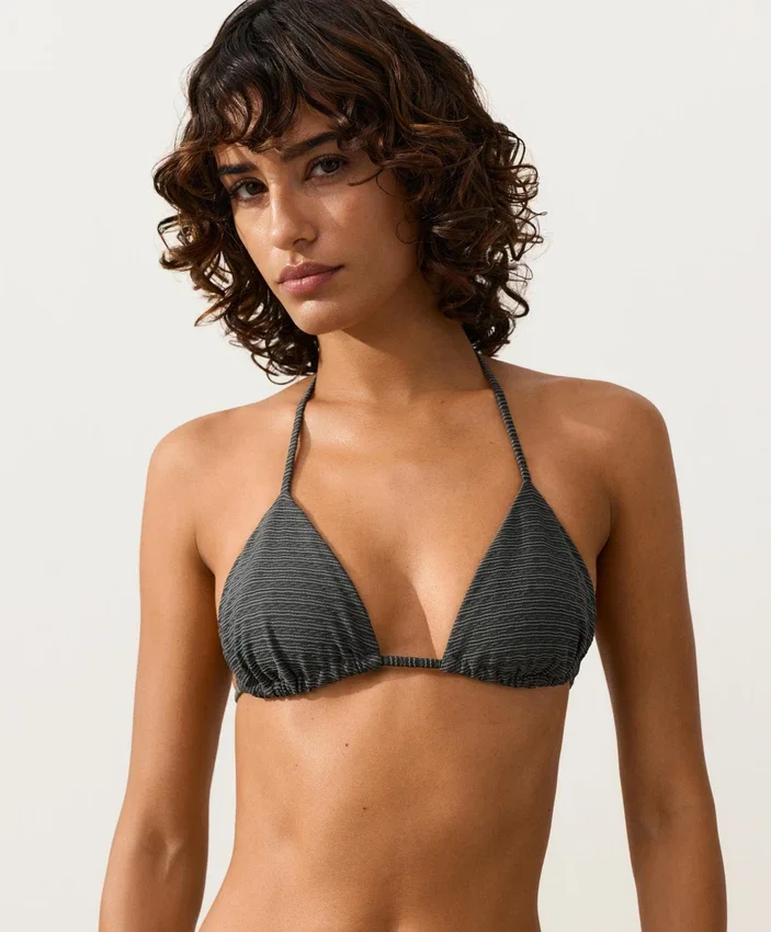 Washed Effect Jacquard Triangle Bikini Washed Effect Jacquard Triangle Bikini