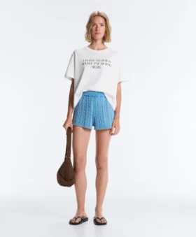 Washed Knit Cable Shorts