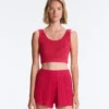 Washed Knit Crop Cable Strap T-Shirt Washed Knit Crop Cable Strap T-Shirt