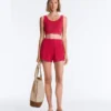 Washed Knit Crop Cable Strap T-Shirt Washed Knit Crop Cable Strap T-Shirt