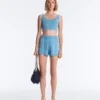 Washed Knit Crop Cable Strap T-Shirt Washed Knit Crop Cable Strap T-Shirt