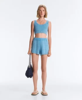 Washed Knit Crop Cable Strap T-Shirt Washed Knit Crop Cable Strap T-Shirt