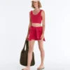 Washed Knit Crop Cable Strap T-Shirt Washed Knit Crop Cable Strap T-Shirt