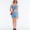Washed Knit Crop Cable Strap T-Shirt Washed Knit Crop Cable Strap T-Shirt