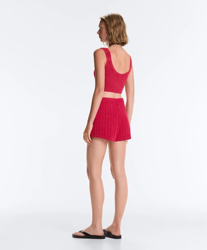 Washed Knit Crop Cable Strap T-Shirt Washed Knit Crop Cable Strap T-Shirt