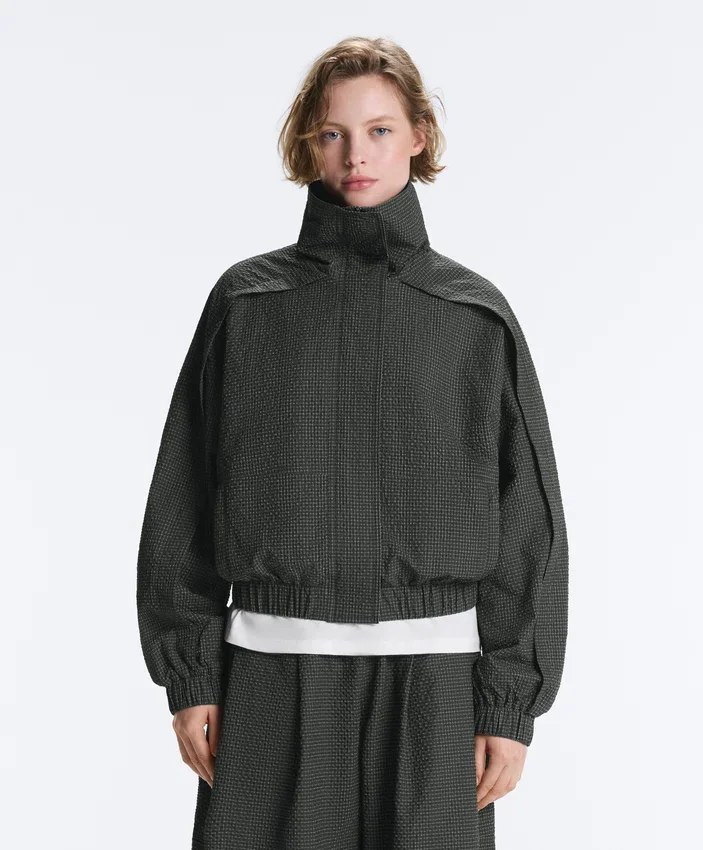Water-Repellent Checked Nylon Track Jacket Water-Repellent Checked Nylon Track Jacket