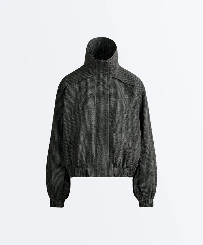 Water-Repellent Checked Nylon Track Jacket Water-Repellent Checked Nylon Track Jacket