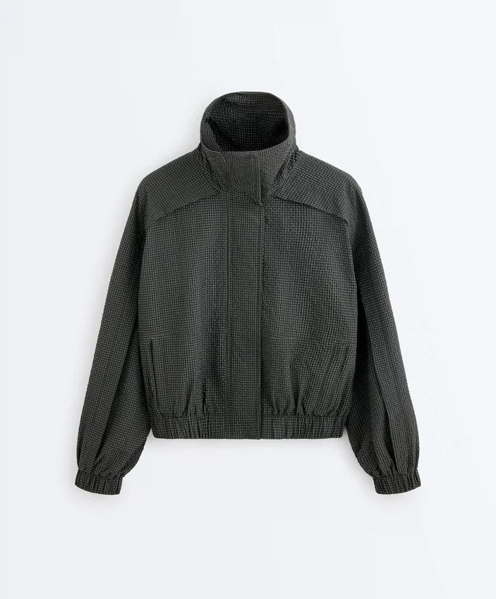 Water-Repellent Checked Nylon Track Jacket Water-Repellent Checked Nylon Track Jacket
