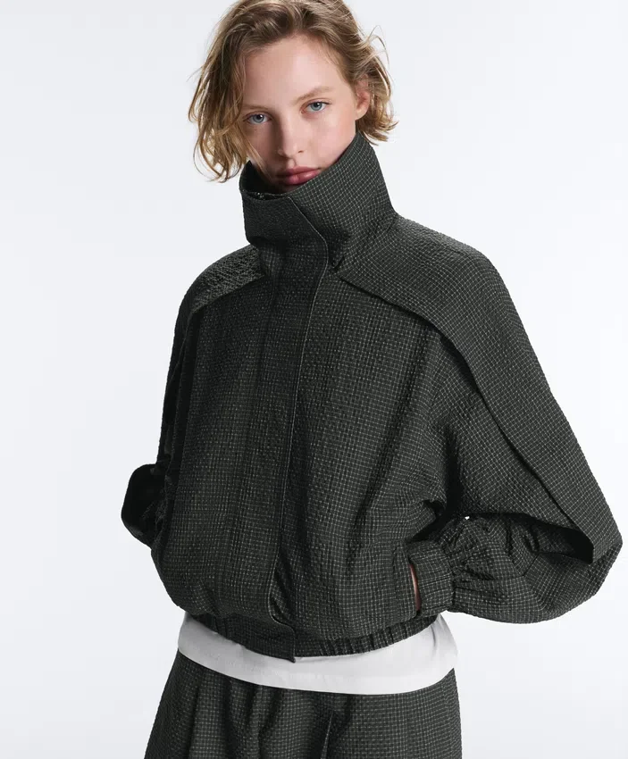 Water-Repellent Checked Nylon Track Jacket Water-Repellent Checked Nylon Track Jacket