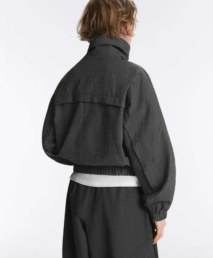 Water-Repellent Checked Nylon Track Jacket Water-Repellent Checked Nylon Track Jacket