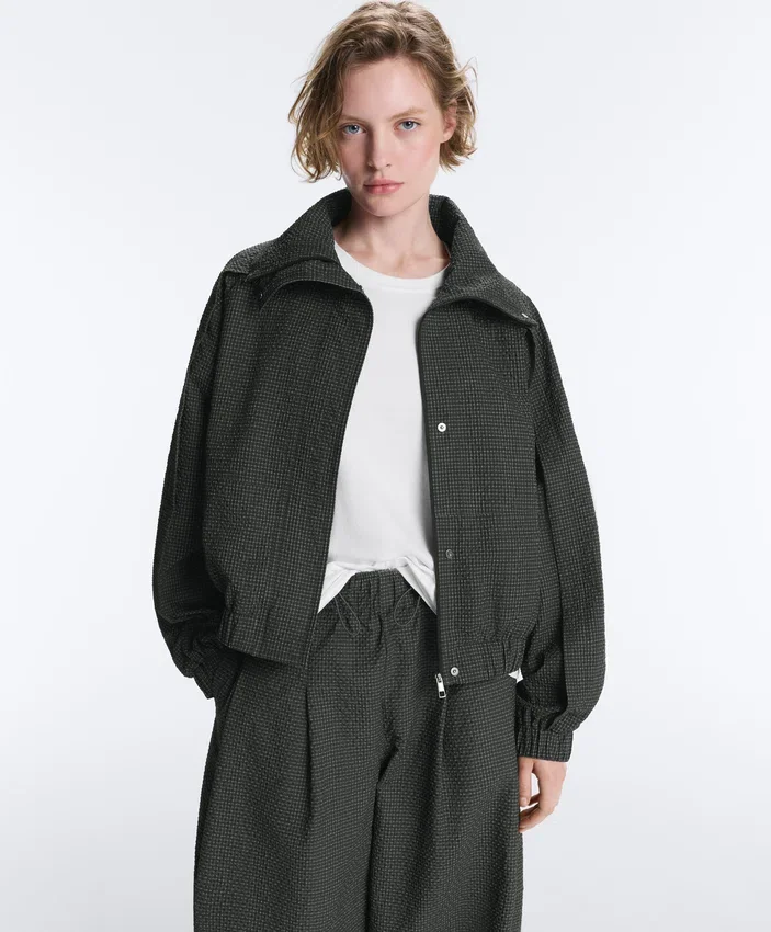 Water-Repellent Checked Nylon Track Jacket Water-Repellent Checked Nylon Track Jacket