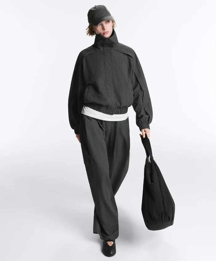 Water-Repellent Checked Nylon Track Jacket Water-Repellent Checked Nylon Track Jacket