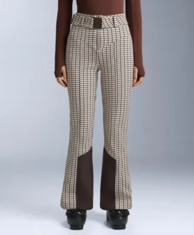 Water-Resistant Printed High-Rise Flare Stretch Ski Trousers