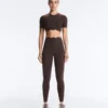 High-Rise Compressive Core Control Ankle-Length Leggings with Wave Detail High-Rise Compressive Core Control Ankle-Length Leggings with Wave Detail