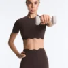 High-Rise Compressive Core Control Ankle-Length Leggings with Wave Detail High-Rise Compressive Core Control Ankle-Length Leggings with Wave Detail