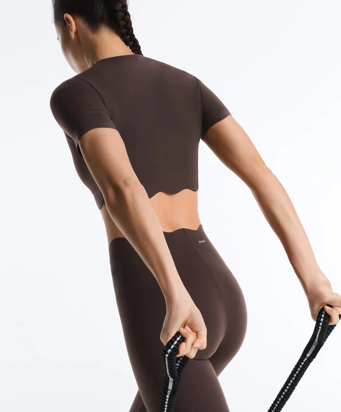 High-Rise Compressive Core Control Ankle-Length Leggings with Wave Detail High-Rise Compressive Core Control Ankle-Length Leggings with Wave Detail
