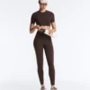 High-Rise Compressive Core Control Ankle-Length Leggings with Wave Detail High-Rise Compressive Core Control Ankle-Length Leggings with Wave Detail