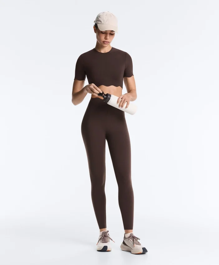 High-Rise Compressive Core Control Ankle-Length Leggings with Wave Detail High-Rise Compressive Core Control Ankle-Length Leggings with Wave Detail