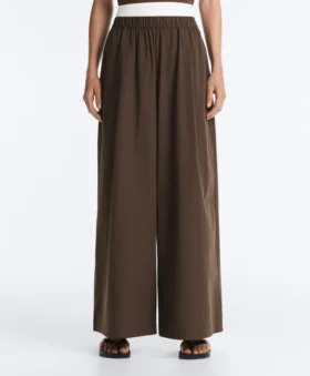 Wide-Leg 100% Cotton Poplin Trousers