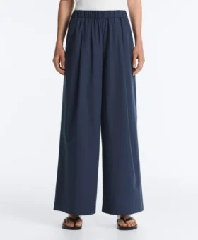 Wide-Leg 100% Cotton Poplin Trousers