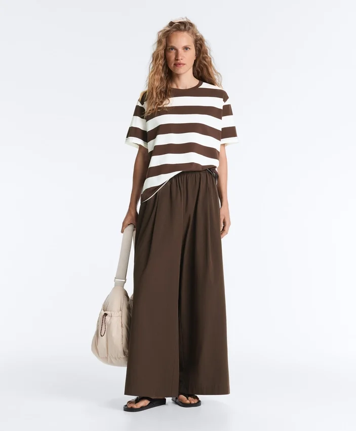 Wide-Leg 100% Cotton Poplin Trousers Wide-Leg 100% Cotton Poplin Trousers