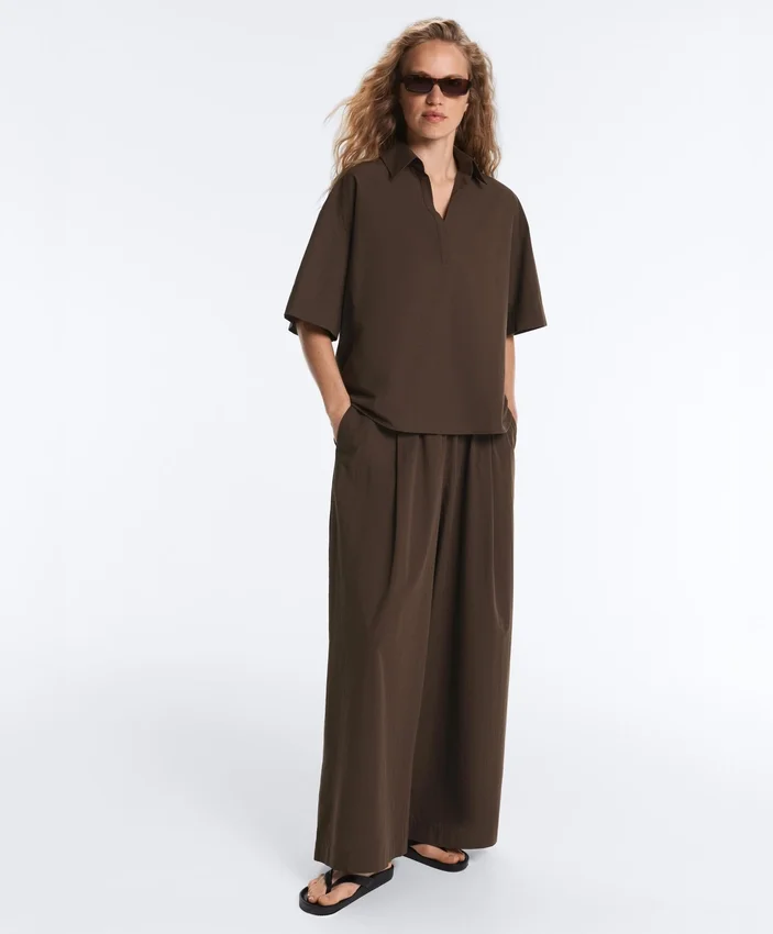 Wide-Leg 100% Cotton Poplin Trousers Wide-Leg 100% Cotton Poplin Trousers