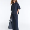 Wide-Leg 100% Cotton Poplin Trousers Wide-Leg 100% Cotton Poplin Trousers