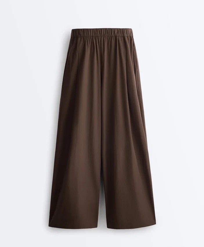 Wide-Leg 100% Cotton Poplin Trousers Wide-Leg 100% Cotton Poplin Trousers