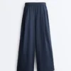 Wide-Leg 100% Cotton Poplin Trousers Wide-Leg 100% Cotton Poplin Trousers