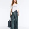 Wide-Leg Cotton Blend Striped Trousers Wide-Leg Cotton Blend Striped Trousers