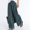 Wide-Leg Cotton Blend Striped Trousers Wide-Leg Cotton Blend Striped Trousers