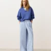 Wide-Leg Cotton Blend Striped Trousers Wide-Leg Cotton Blend Striped Trousers