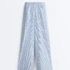 Wide-Leg Cotton Blend Striped Trousers Wide-Leg Cotton Blend Striped Trousers