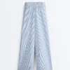 Wide-Leg Cotton Blend Striped Trousers Wide-Leg Cotton Blend Striped Trousers