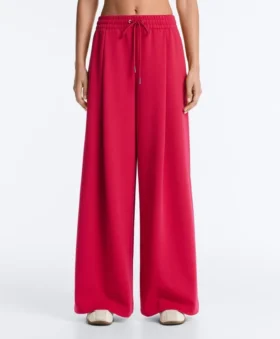 Wide-Leg Piqué Pleat Trousers with Cotton Wide-Leg Piqué Pleat Trousers with Cotton