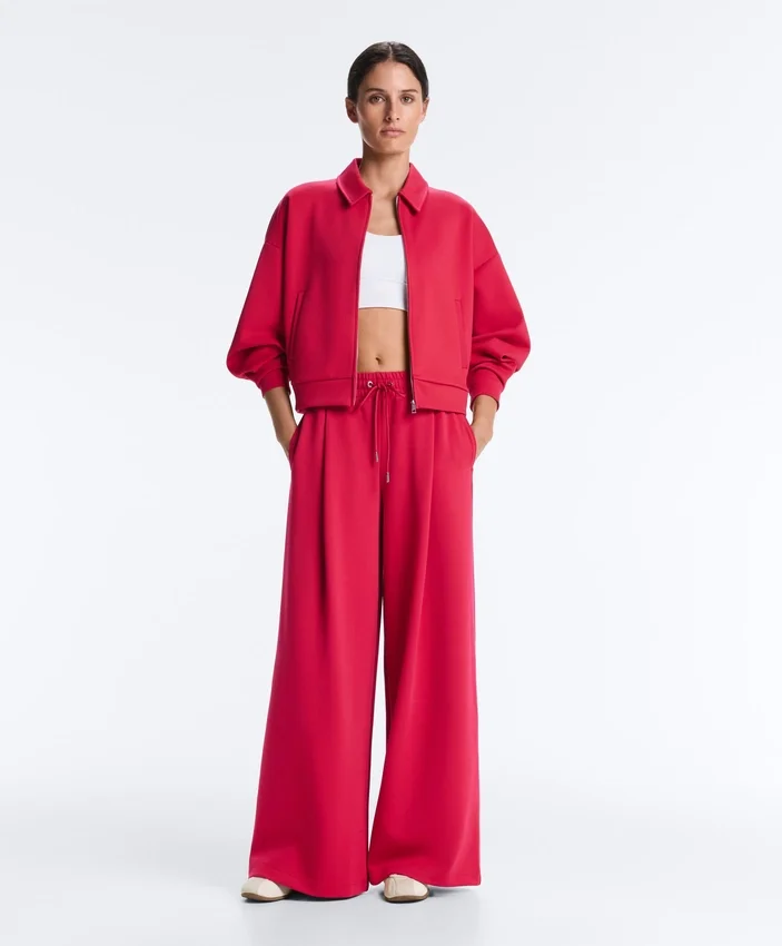 Wide-Leg Piqué Pleat Trousers with Cotton Wide-Leg Piqué Pleat Trousers with Cotton