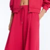 Wide-Leg Piqué Pleat Trousers with Cotton Wide-Leg Piqué Pleat Trousers with Cotton
