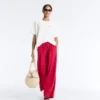Wide-Leg Piqué Pleat Trousers with Cotton Wide-Leg Piqué Pleat Trousers with Cotton