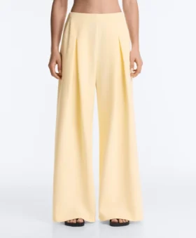 Wide-Leg Pique Trousers with Cotton