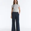 Wide-Leg Pique Trousers with Cotton Wide-Leg Pique Trousers with Cotton