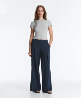 wide leg pique trousers with cotton 2 1 280x339 - Wide-Leg Pique Trousers with Cotton