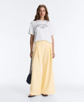 Wide-Leg Pique Trousers with Cotton