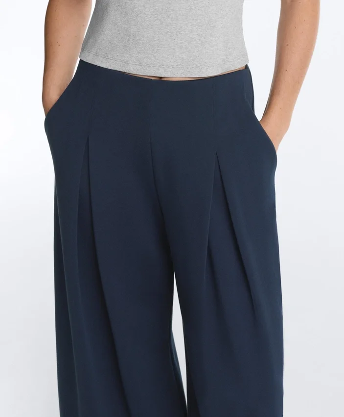 Wide-Leg Pique Trousers with Cotton Wide-Leg Pique Trousers with Cotton