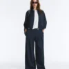 Wide-Leg Pique Trousers with Cotton Wide-Leg Pique Trousers with Cotton