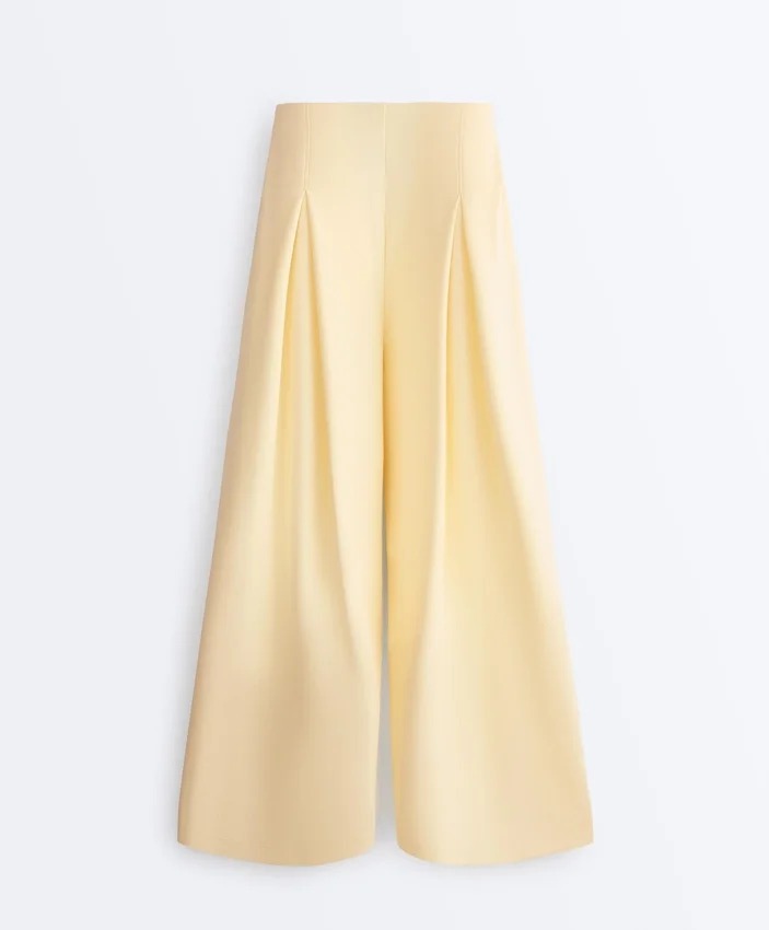 Wide-Leg Pique Trousers with Cotton Wide-Leg Pique Trousers with Cotton